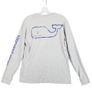 Vineyard Vines Shirt mens Small Gray Whale Long Sleeve Crew Neck Preppy Casual